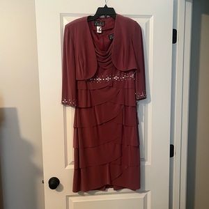 NWT Alex evenings dress sandalwood with beading and jacket